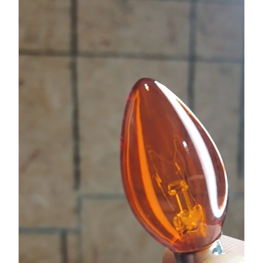 C7 5W Amber Box of 25 Replacement Bulbs Transparent 130v NOS Light Outdoor Craft